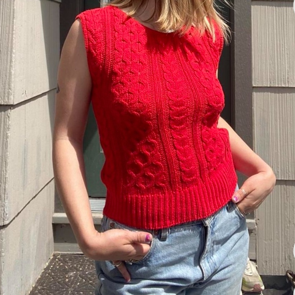 Red sweater top